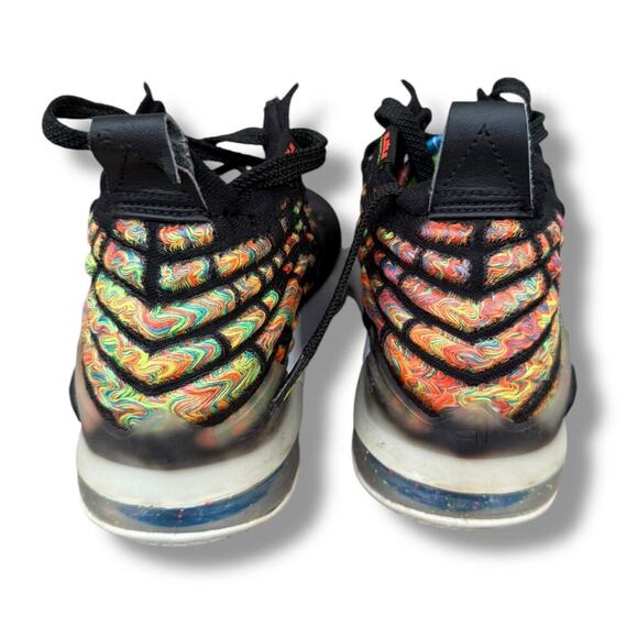 Nike James Gang Sneakers Youth 4Y Black Multi Knitposite LeBron 17 GS BQ5594 005 - Picture 4 of 8